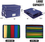 DocSafe Fireproof Document Box with Lock, File Storage Organizer with Mesh Pockets, Collapsible Portable File Box Home Office Safe Filing Cabinet with Handle for Hanging Letter/Legal Folder, Blue - Image 5