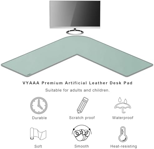 Vyaaa L Shaped Desk Mat, (39"+ 39") x 13" Corner Desk Mat, Green and Pink - Image 4