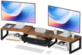Desk Organizers and Accessories, Dual Monitor Stand Riser with Drawer, Computer Monitor Stand, Adjustable Desk Shelf for PC Laptop Printer TV, Brown by Unknown