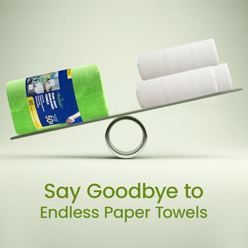 Greenfound Microfiber Cleaning Cloth Roll -80 Pack, 11.5x11.5, Tear Away Towels, Reusable and Washable Rags, Green - Image 6