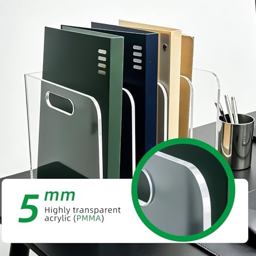 5mm Acrylic Magazine File Holder, 4 Compartment Desk Organizer - Image 5