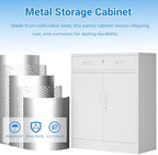 BESFUR Metal Storage Cabinet with Doors and Shelves, 36" H Locking Storage Cabinet with 1 Drawers, Reinforced Heavy Duty Metal Cabinets for Garage, Office, Home(White) - Image 5