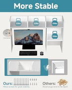 LAND·VOI Desktop Bookshelf, Countertop Storage Hutch with 5 Shelves for Computer Desk, Desk Organizer for Home Office Dorm, Dressing Tabletop, Bar Countertop, White EDS01W - Image 4