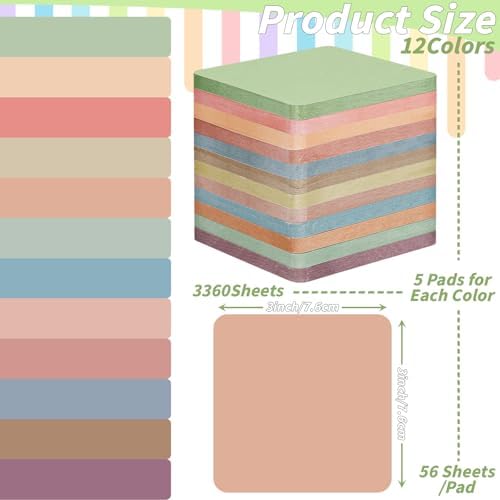 60 Pack Vintage Sticky Notes 3x3 Inch 12 Retro Colors Memo Pads Bulk - Image 2