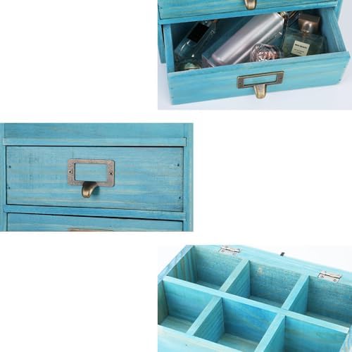 Small Wooden Drawers Wooden Box with Drawer Blue - Image 6