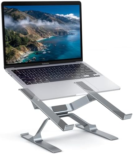 OMOTON More Stable Laptop Stand, Aluminum Adjustable Laptop Holder Stand for Desk, Ergonomic Detachable Notebook Riser Suitable for All Laptops (11-16 inch) by OMOTON