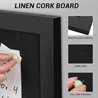 Black Cork Board Bulletin Board with Linen, Wood Framed 24" x 18" Corkboard, Office Board for Wall Decor, Wall Mounted Pin Board Picture Board with 20 Pushpins for School, Home & Office - Image 5