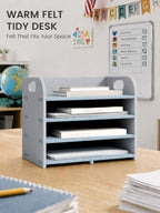 Fluxynara 4-Tier Felt File Organizer with Handles, Harbor Haze - Image 6