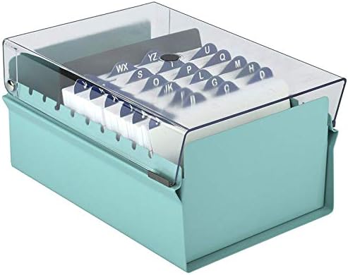 Acrimet 4 x 6 Card File Holder Organizer Box Metal Base Heavy Duty (AZ Index Cards and Divider Included) (Green Color with Clear Crystal Plastic Lid Cover) - Image 4