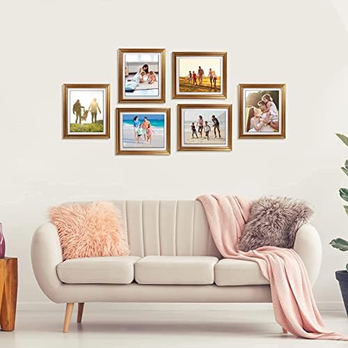 MEBRUDY 8x10 Picture Frames with Mat, Gold Photo Frames Set for Wall or Tabletop Display, 6 Pack - Image 2