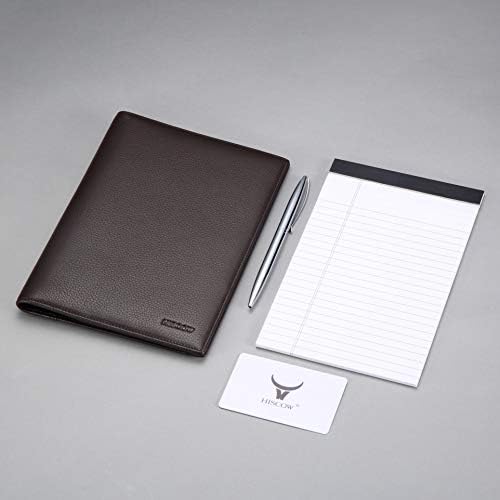 HISCOW Slim Leather Junior Padfolio, 5x8 Notepad Cover, Pebbled Coffee - Image 2