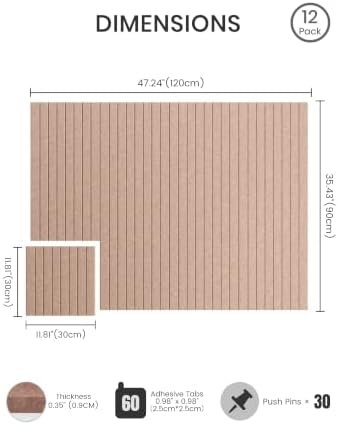 Bumusty 48"x 36" Large Felt Bulletin Board Tiles, Boho - Image 2