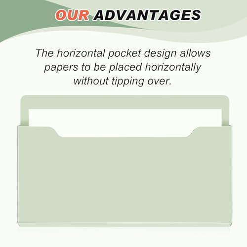 Fuutreo Magnetic Wall File Holder,6pcs,Sage Green,Horizontal-large - Image 3