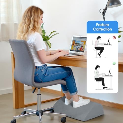 Foot Rest for Under Desk with 3 Heights, Foot Stool, Light Grey - Image 5