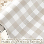 Sabary Gingham Desk Mat Scalloped Beige, 31.5 x 15.7 Inch - Image 3