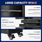 Yizosh Metal Garage Storage Cabinet with Locking Doors and Adjustable Shelves, 74" Rolling Tool Storage Cabinet with 4 Wheels and 2 Drawer for Garage,Warehouse - Image 4