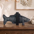 Fish Bookends for Shelves, Decorative Resin Fish Book Ends with Hand-Painted Finish, Heavy Duty Non-Slip Bookends for Bookshelves, Desk Decor for Home Office (Black) - Image 7