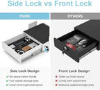 Under Desk Drawer with Lock, 13.8 Inch Slide-Out Metal Storage Drawer,Black - Image 4