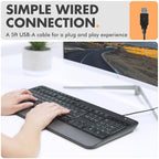 X9 Wired Ergonomic Keyboard - Comfortable Typing - Ergonomic Full Size USB Keyboard with Wrist Rest, Number Pad, Multimedia and 114 Keys - External Computer Keyboard for Laptop, Desktop and Office PC - Image 3