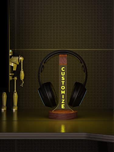 YuanDian Headphone Stand, Personalized Light up Wood Headset Holder for Desk, Gaming Headset Wood Holder RGB with 7 Color Lights for Game Room Decor, Cool Gamer Gifts for Men Boyfriend - Image 3