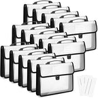 Colarr 15 Pack Plastic Expanding File Folders with Handles, Black, Black by Colarr