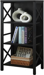 MNEETRUNG Small Bookshelf,4 Tier Industrial Bookcase with Metal Frame and Backboard,Narrow Black Book Shelf,Office Book case for Small Spaces,Living Room,Bedroom and Home Office - Image 7