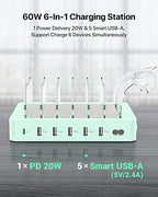 SooPii 60W 6-Port Charging Station for Multiple Devices with 6 Short Cables - Image 2