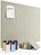 VIVELDA Large Felt Bulletin Board 48 x 36 Inch - 12-Pack Square Acoustic Wall Panels, Cork Board Alternative, NRC 0.95, Damage-Free Adhesive, Slatted Design for Home, Classroom (Sage) by VIVELDA%C2%AE