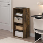 Furinno Basic Book Shelf, 4-Tier Bookcase with Open Shelf, Bookshelf, Cube Storage Organizer, 11 x 17 x 35, for Living Room, Bedroom, Home Office, Amber Pine - Image 2