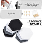 6.7 x 5.9 in 16 Pcs Hexagon Cork Board Tiles, Felt Pin Boards, Grey - Image 4