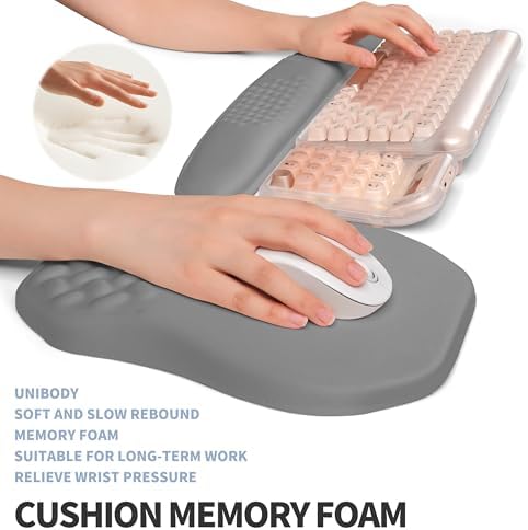 2-in-1 Ergonomic Set, Wave Keyboard Wrist Rest and Massage Slope Mouse Pad Wrist Support, Rebound Memory Foam for Relieve Carpal Tunnel Syndrome and Wrist Pain (Dark Grey) - Image 4