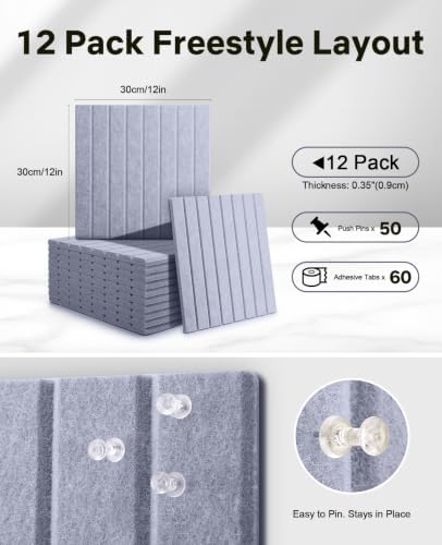 48" x 36" Large Cork Bulletin Board Tiles, Peel and Stick Felt Wall Panels for Vision, Message Center, Picture and Prayer Board for Office, Dorm, Room and Desk Decor(Blue Gray) - Image 2