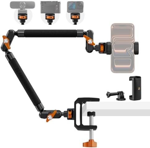 K&F CONCEPT 22" Magic Arm with Desk C-Clamp, Overhead Desk Camera Mount by KFCONCEPT