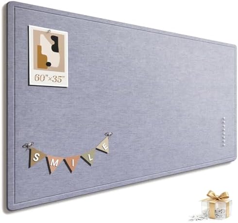 Large Bulletin Board, 60 X 35 Inches Felt Cork Board with 40 Pushpins, Foldable Felt Notice Pin Board Photo Display Board with Self-Adhesive Tape for Office Home School (Light Gray, 60x35 inch) by Subeauty