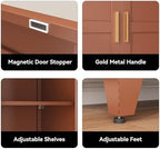 COFaR 71" Metal Pantry Cabinet in Brown, 5-Tier Storage with Adjustable Shelves, Metal-Tone Cupboard for Kitchen, Office & Living Room Organization - Image 5