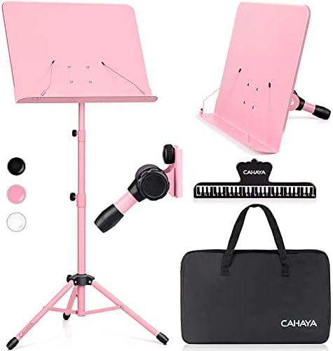 CAHAYA Sheet Music Stand Dual-use Converts to Desktop Stand Adjustable Pink by CAHAYA