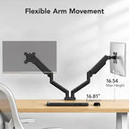 HUANUO Dual Monitor Mount for 2 Monitors up to 30 inches, Each Arm Holds Max 22lbs, Dual Monitor Stand with Advanced System, Height-Adjustable/Tilt/Swivel/Rotate, VESA Standard 75mm or 100mm - Image 4