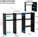 Aetheris Desktop Bookshelf, 43”Adjustable Office Desktop Organizer Shelf, Countertop Storage Hutch with 4 Shelves for Computer Desk, Adjustable Desk Hutch, Wooden Desktop Bookcase (Black) - Image 3