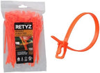 RETYZ 6-Inch Fluorescent Orange Reusable Releasable Cable Ties – 100 Pack, 50 lb Strength, Patented Quick-Release, Tool-Free Design for Home, Office, and Light Industrial Use by RETYZ