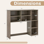 LDAILY 3-Tier Desktop Bookshelf, Wooden Desk Hutch for Computer Monitor Up to 32 Inch, Desk Organizer Shelf with Adjustable Shelf & 6 Storage Shelves, Desk Display Rack for Home Office Dorm (Grey Oak) - Image 2