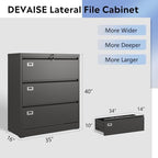 DEVAISE 3 Drawer Lateral File Cabinet for Home Office, Assembly Required - Image 3