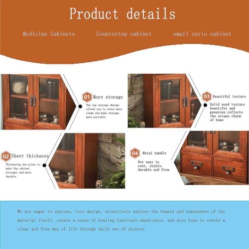 Narrow Vintage Pine Apothecary Cabinet 2 Doors 2 Drawers Brown - Image 5