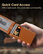 QLD 2026 Wallet for Men - RFID Blocking Slim Minimalist Wallet, Brown - Image 2