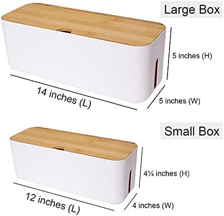 Changsuo Cable Management Box Set Cable Organizer Boxes for Extension Cord Power Stripe Surge Protector Wire Management Organizer Cover Hider for Desk Home Office Kitchen (Small & Large White) - Image 3