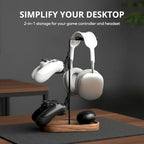 muso wood 2-in-1 Gaming Controller Stand, Headphone Holder, Desktop Headset Stand for Game Controllers and PC Earphone Accessories - Image 4