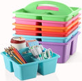6 Pack Plastic Classroom Organizer Caddy with Handle, Classic by Yakydesign