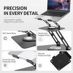 ALASHI 360° Rotating Laptop Stand, Multi-Angle, 10-17", Black - Image 4