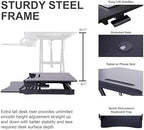Rocelco Sit/Stand Desk Riser - 33 lb Load Capacity - 21.3" Height x 43" Width x 20.5" Depth - Desktop, Desk - Black - For Monitor, Notebook, Keyboard - Keyboard Tray, Ergonomic, Grommet, Cable - Image 2