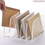 YUXUN Clear Acrylic Desktop File Sorter Organizer,Upright File Organizer, 5-Section Bookshelf for Home Office & Classroom - Image 4