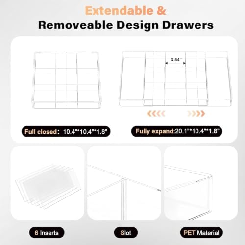 Acrylic Expandable Desk Drawer Organizer with 11 Adjustable Compartments - Image 2